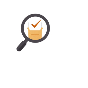 Illustration of a website audit report with magnifying glass and bar graph icon representing SEO analysis and performance metrics